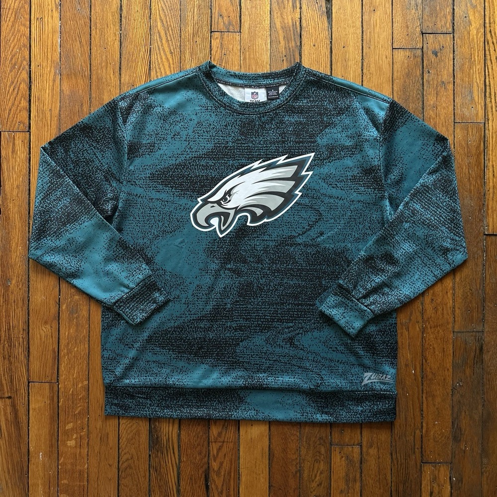 Zubaz Philadelphia Eagles Crew Neck Sweatshirt NFL Football Men‎ S Static Green
